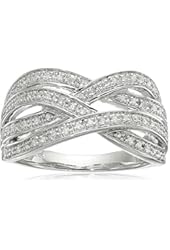 Sterling Silver Crossover Diamond Ring (1/5 cttw, I-J Color, I3 Clarity)