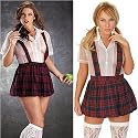 Classic School Girl Jumper in Plus Sizes 1x White/Red Plaid