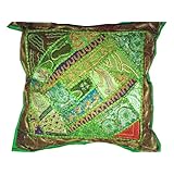 Decorative Pillow-green Floor Decorative Moti Indian Pillow Sham 24 Inches