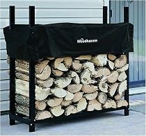 Woodhaven - 48WRC - 1/4 Cord Outdoor Fire Wood Storage Rack with Cover - Black - 48 in.