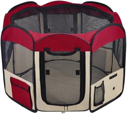 Pet Playpen Maroon Exercise Kennel Soft Tent Puppy Dog Crate Small Medium Large