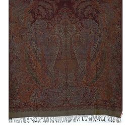 Warm Blanket Throws Indian Pure Wool Asian Jacquard Pattern 106 inches x 55 inches