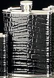 Stainless Steel Chrome / Black "Croco" Leather Flask, 6 oz., T.P.