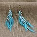 Idealway Blue Resin Beads Feather Long Dangle Earrings for Women Jewelry