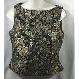 Brocade Floral Formal Top , J. R. Nites By Caliendo , Black and Gold by Shoe Hotline