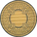 Safavieh Courtyard Collection CY2965-3101 Natural and Blue Indoor/Outdoor Round Area Rug, 6-Feet 7-Inch