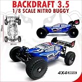 NEW RADIO CONTROL ~ REDCAT RACING ~ RC BACKDRAFT ~ 3.5 BUGGY ~ 1/ 8 SCALE ~ NITRO ~ Now With 2.8 GHz Remote ~ BLUE ~ INCLUDES $30 NITRO STARTER KIT ~ RECOMMENDED FOR ALL  NEW  NITRO USERS !