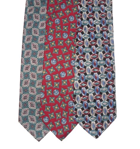 Neck Tie Lot of 3 Mens All Silk Geometric Neckties