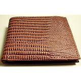 Lizard Skin Design Genuine Leather Bi-Fold Men's Wallet Card Picture Pockets Brown