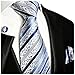 Paul Malone Necktie, Pocket Square and Cufflinks 100% Silk Blue