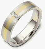 Platinum and 18 Karat Gold Comfort Fit Wedding Band Ring with 3 Diamonds