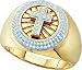 Mens Yellow Gold Diamond Cross Ring Size 10