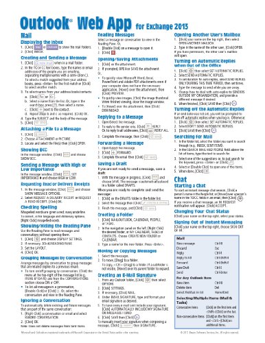 microsoft outlook web app owa for exchange 2013 quick reference guide cheat sheet of instructions tips  shortcuts
