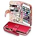 iPhone 6S Case, Terrapin [Floral Interior] Premium PU Leather Wallet Case with Card Slots, Cash Compartment and Detachable Wrist Strap for iPhone 6 / 6S (Red with Lily Floral Textile Interior)