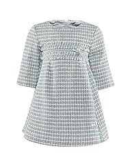 Girls Empire   Waistline  Pleated Round Neck Acrylic/Cotton/Polyamide/Polyester/Tweed/Velvet/Wool  Dress With a Bow(s) and a Ribbon 