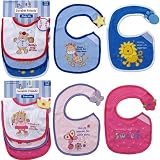 Luvable Friends 3-Pack Side-Closure, Applique & Embroidery Baby Bibs, Girl Set