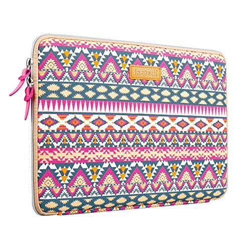 Inateck 13.3 Inch Bohemian Macbook Air/ MacBook Pro Retina Ultrabook Netbook Envelope Cover Sleeve Carrying Protector Case Bag with a Bonus Mouse Bag, Opera Pink [Size: 13.3-Inch, Canvas Fabric]