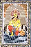 Hanuman - Folk Art from the Temple Town of Puri (Orissa) - Scroll Painting on Tussar Silk Fabric