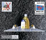 Produkt-Bild: WENKO Magic-Loc Badablage - ohne Bohren - Acryl/Chrom - Eckregal - Bad Regal - Wandablage - Eckablage - Ablage f&uuml;r Duschbad, Shampoo usw.