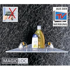 WENKO Magic-Loc Badablage - ohne Bohren - Acryl/Chrom - Eckregal - Bad Regal - Wandablage - Eckablage - Ablage f�r Duschbad, Shampoo usw.