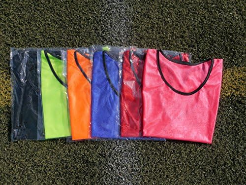 6 Youth Practice Jerseys, Pinnies, Bibs 100% Polyester for Ages 5-9 and 10-15