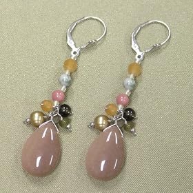 Pink Moonstone Teardrop Earrings by 