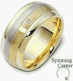 6 Diamond Platinum and 18 Karat Gold SPINNING Comfort Fit Wedding Band Ring