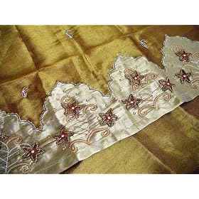 2 Gold Designer Curtains Tab Top Sheer Window Coverings