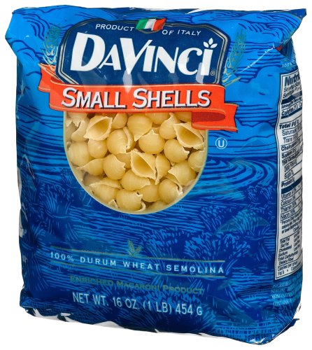 Davinci Pasta Short Cuts, Small Shells, 16 Ounce Bags (Pack of 12) by Davinci