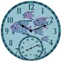 Springfield  91412 14" Poly Resin Mosaic Fish Clock with Thermometer