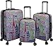 Kemyer 888 Vintage World Series Lightweight 3-PC Expandable Hardside Spinner Luggage Set (Eiffel Tower)