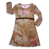 Lipstik - Toddler Girls Long Sleeve Leopard Print Dress, Brown, Cream (Size 3T)