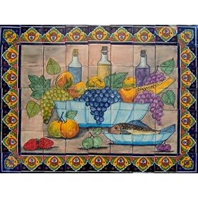 Mexican ceramic tile mural - hand painted art