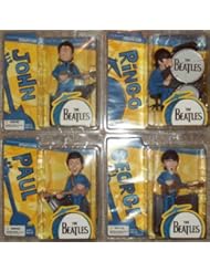 McFarlane Toys 4 Individually Carded Plastic Blister Package Set Beatles Cartoon Set (Ringo Outer Plastic Package has Creasing) Ringo John George Paul