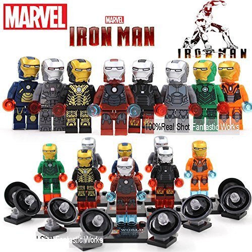 Minifigures Figures Model Building Blocks Bricks Learning Educational Toys Gift for Children Kids8pcs Iron Man Gemini Mark2/33/40/42/Patriot War Machine Ultron Super Heroes Tony Stark
