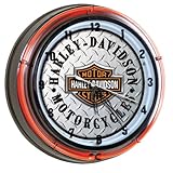 IMAGE OF Harley-Davidson® Bar & Shield Diamond Plate Neon Clock