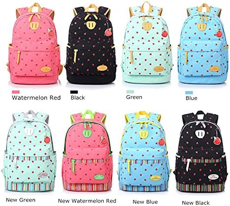 2015 Kedi Spring Korean Canvas Female PC Backpack Standing out Apple Print Leisure Travel School Bag College Wind Attack (New Black)