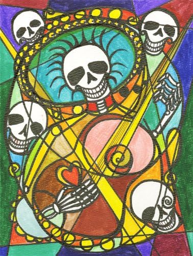 Mariachi de Los Muertos Day of Dead Museum Quality Deep Wrapped Giclee Canvas (18x24)