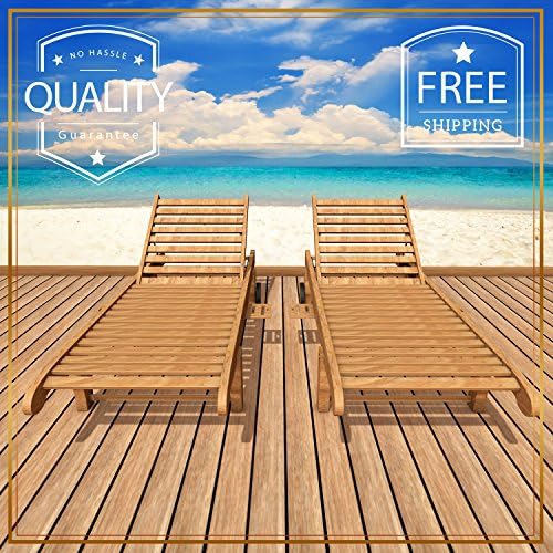 Mafrelia Deluxe Teak outdoor Sun Lounge Chair Chaise - Wooden Patio, Garden Lawn or Poolside Furniture great for relaxing in the sun - Set of 2