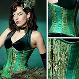 Timeless FS-18 Emerald Silk with Gold & Silver Brocade and Green Inserts Underbust Corset