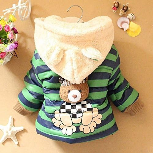 Boy Girl Kid Winter Jackets Baby Teddy Bear Hoodie Fleece Coat Outerwear 1T-3T (120(size 12-18 Months), Green)