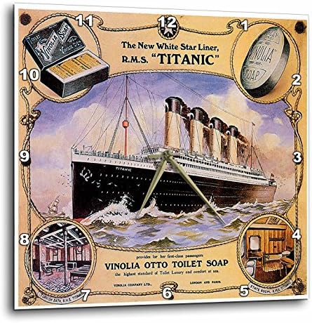 3dRoseDPP_149245_2 Vintage White Star Line Titanic Vinolia Otto Toilet Soap Advertising Poster Wall Clock, 13 by 13-Inch