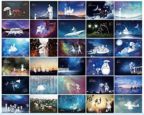 Happy Bag 30 Postcards Miyazaki Luminous Theater Creative Cartoon Greeting Cards (A set of thirty)