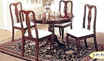 Hot Sale 5pc Queen Anne Style Cherry Finish Wood Round Dining Table + 4 Chairs Set