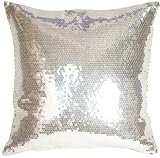 Pillow Decor - Silver Sequins 16 x 16 Decorative Throw Pillow
