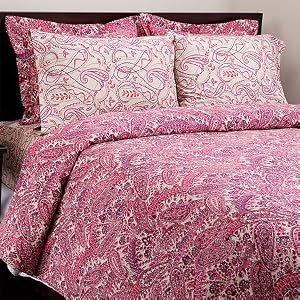 300TC Paisley Percale Sheet Set w Bonus Cases, Queen by