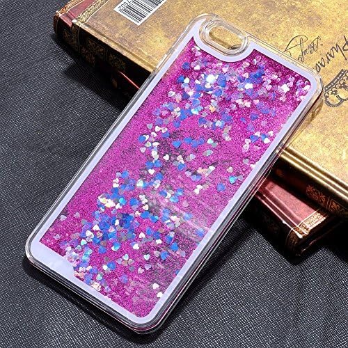 iPhone 6s Plus Case,iPhone 6s 5.5" Case,AnKey Cute Hearts Liquid Case - 3D Design Dynamic Flowing Bling Sparkle Floating Glitter Quicksand Transparent Clear Hard Back Case Cover For Apple iPhone 6 6s Plus 5.5 Inch Screen(Hot Pink)