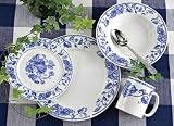 16 - Pc. American Atelier® Blue Della Robin Stoneware Dinner Set by CRYSTAL CLEAR