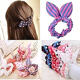 5x Cute Girls Rabbit Ear Hair Tie Bands Ropes Ponytail Holder