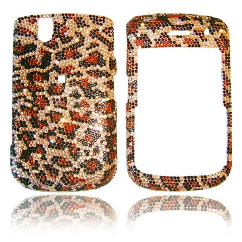 Blackberry 9630 Genuine Swarovski Crystal (7ss) Leopard Design Faceplate Cover Case